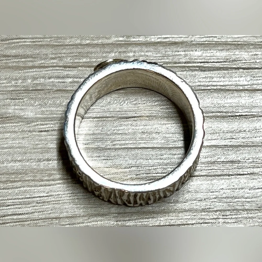Vintage Artisan Designer MLP Sterling Silver & 14K Gold Swirl Band Ring, Size 6 - Picture 9 of 12